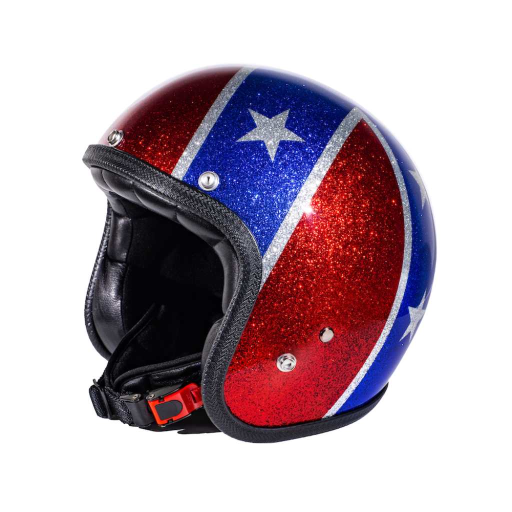 XXL Rebel Eureka Flag Open Face Matt Black Motorbike Helmet Matte Chopper Harley 